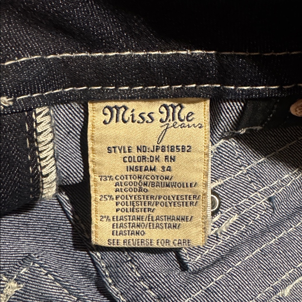 Miss Me-Dark Blue Boot Cut Jeans with Embellishments - Picture 6 of 7